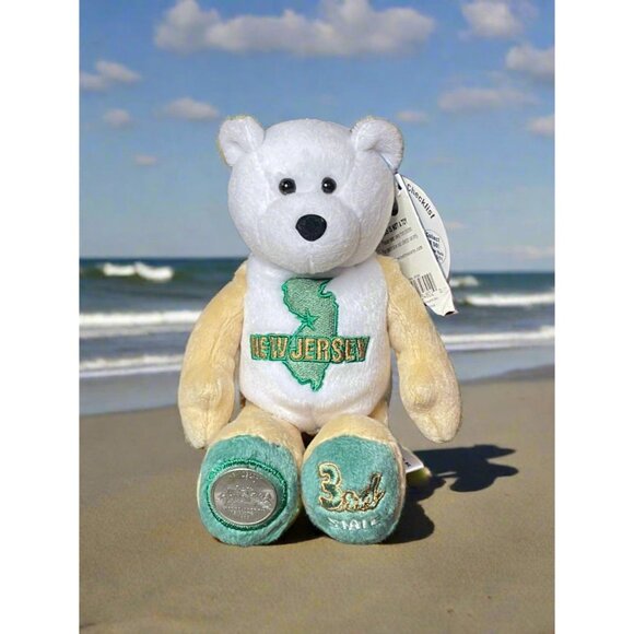 1999 Limited Treasures New Jersey State Quarter Coin Bean Bear Plush - Picture 1 of 5